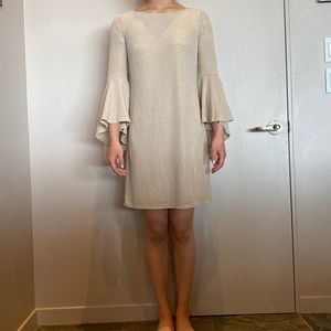 sparkly gold shift dress